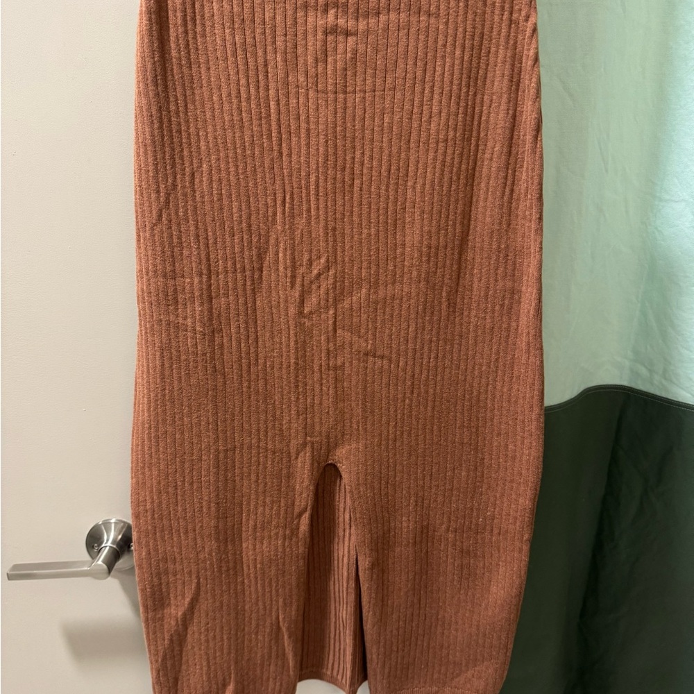Free People Brown Ribbed Knit Skirt